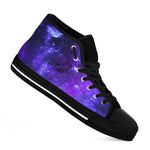 Purple Stars Nebula Galaxy Space Print Black High Top Sneakers