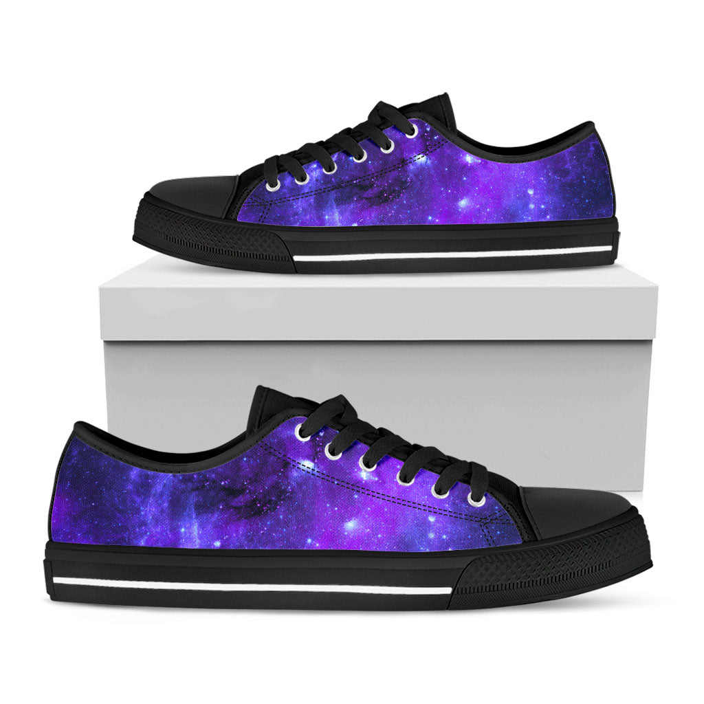 Purple Stars Nebula Galaxy Space Print Black Low Top Sneakers