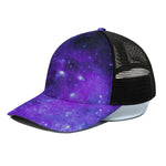 Purple Stars Nebula Galaxy Space Print Black Mesh Trucker Cap