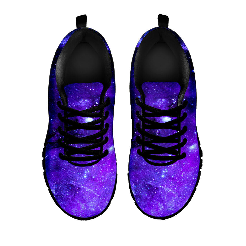 Purple Stars Nebula Galaxy Space Print Black Running Shoes