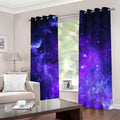 Purple Stars Nebula Galaxy Space Print Dimout Grommet Curtains