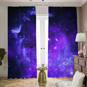 Purple Stars Nebula Galaxy Space Print Blackout Pencil Pleat Curtains