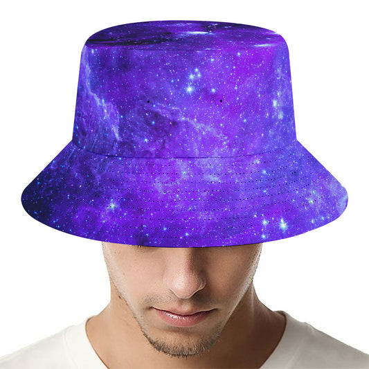 Purple Stars Nebula Galaxy Space Print Bucket Hat