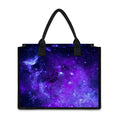 Purple Stars Nebula Galaxy Space Print Canvas Tote Bag