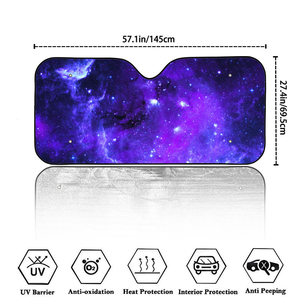 Purple Stars Nebula Galaxy Space Print Car Windshield Sun Shade