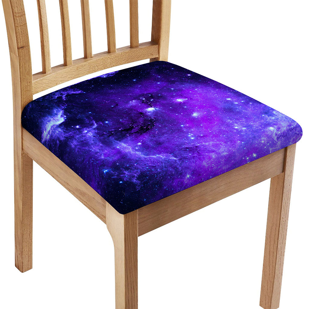 Purple Stars Nebula Galaxy Space Print Chair Cushion Cover