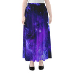 Purple Stars Nebula Galaxy Space Print Chiffon Maxi Skirt