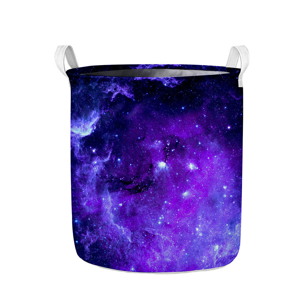 Purple Stars Nebula Galaxy Space Print Collapsible Laundry Basket