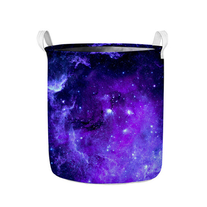 Purple Stars Nebula Galaxy Space Print Collapsible Laundry Basket