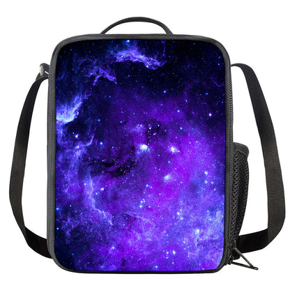 Purple Stars Nebula Galaxy Space Print Crossbody Lunch Bag