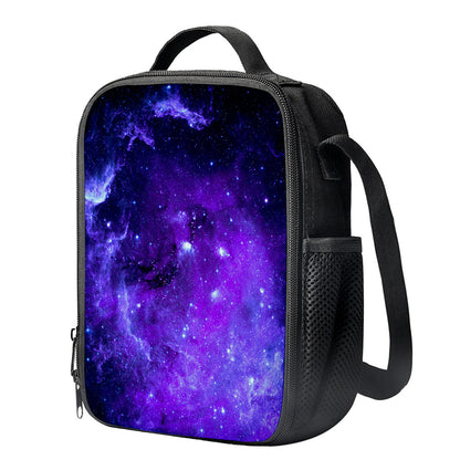 Purple Stars Nebula Galaxy Space Print Crossbody Lunch Bag