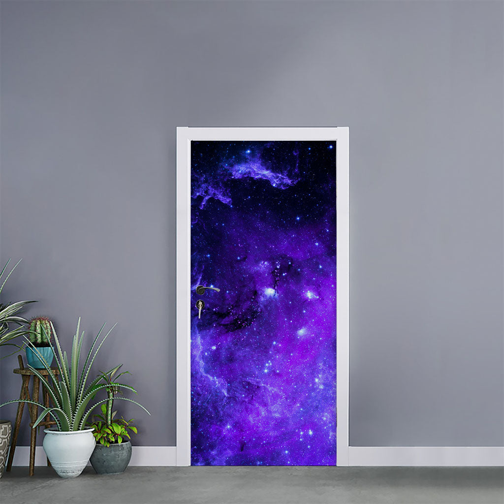 Purple Stars Nebula Galaxy Space Print Door Sticker