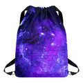 Purple Stars Nebula Galaxy Space Print Drawstring Backpack