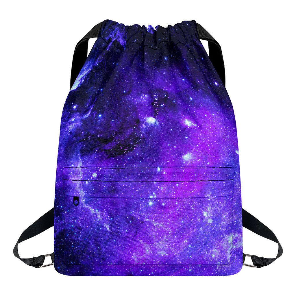 Purple Stars Nebula Galaxy Space Print Drawstring Backpack