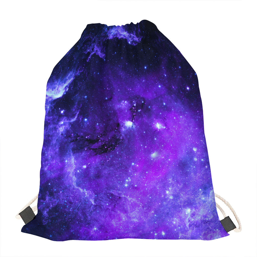 Purple Stars Nebula Galaxy Space Print Drawstring Bag