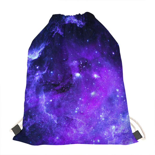 Purple Stars Nebula Galaxy Space Print Drawstring Bag