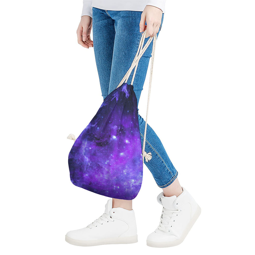 Purple Stars Nebula Galaxy Space Print Drawstring Bag