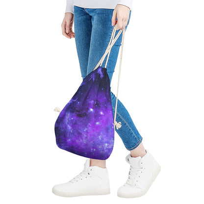 Purple Stars Nebula Galaxy Space Print Drawstring Bag