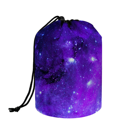 Purple Stars Nebula Galaxy Space Print Drawstring Makeup Bag