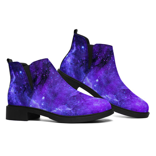 Purple Stars Nebula Galaxy Space Print Flat Ankle Boots