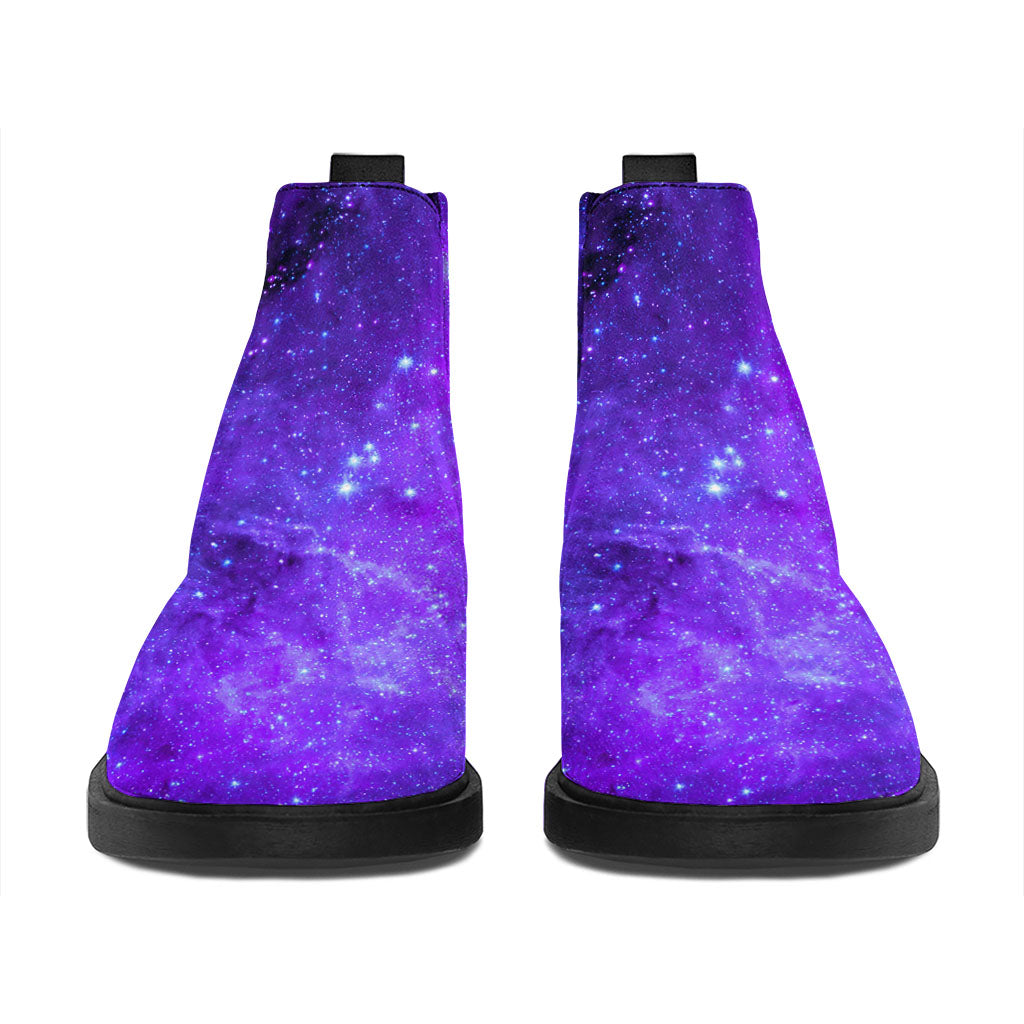 Purple Stars Nebula Galaxy Space Print Flat Ankle Boots