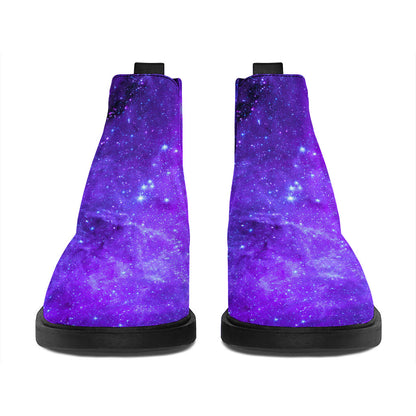 Purple Stars Nebula Galaxy Space Print Flat Ankle Boots