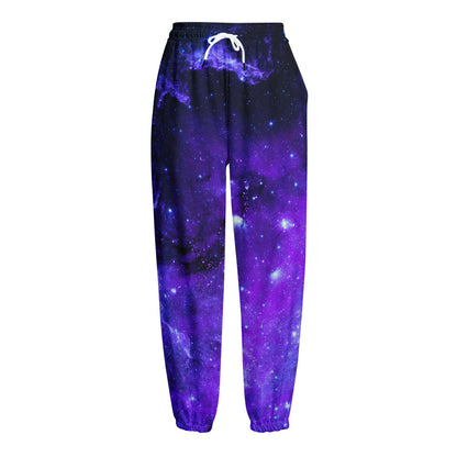 Purple Stars Nebula Galaxy Space Print Fleece Lined Knit Pants