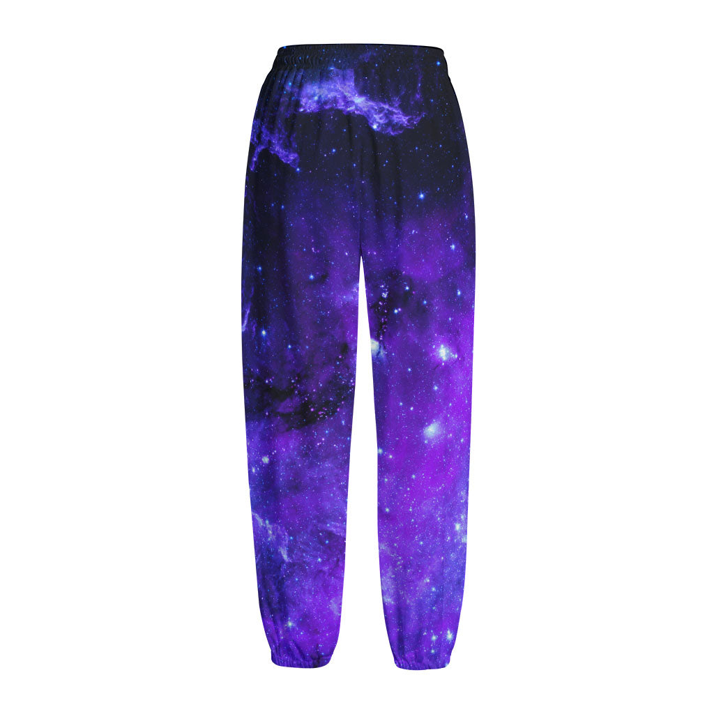Purple Stars Nebula Galaxy Space Print Fleece Lined Knit Pants