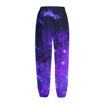 Purple Stars Nebula Galaxy Space Print Fleece Lined Knit Pants
