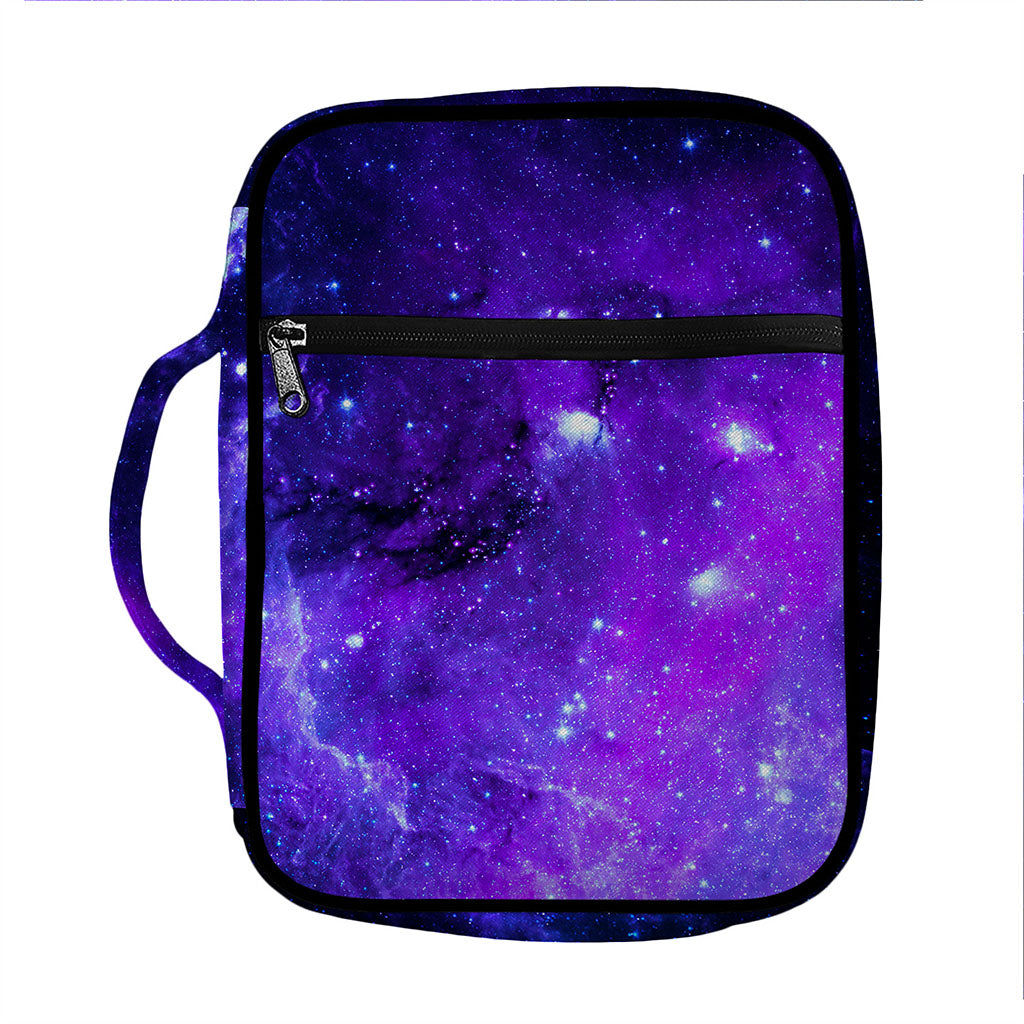 Purple Stars Nebula Galaxy Space Print Front Pocket Bible Bag
