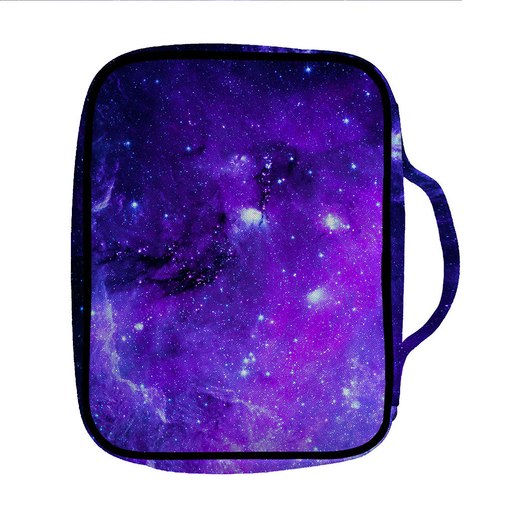 Purple Stars Nebula Galaxy Space Print Front Pocket Bible Bag
