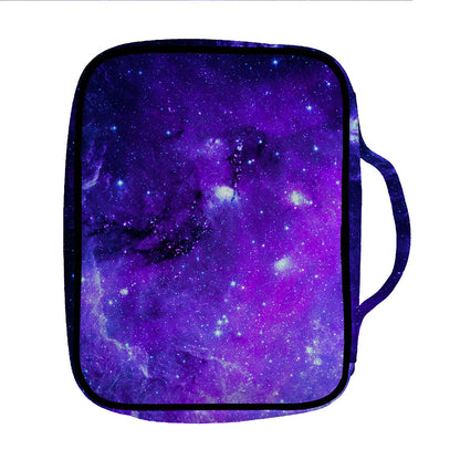 Purple Stars Nebula Galaxy Space Print Front Pocket Bible Bag