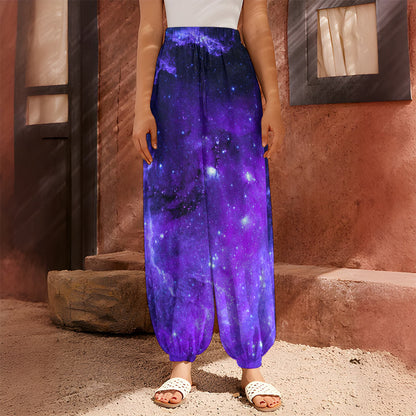 Purple Stars Nebula Galaxy Space Print Harem Pants
