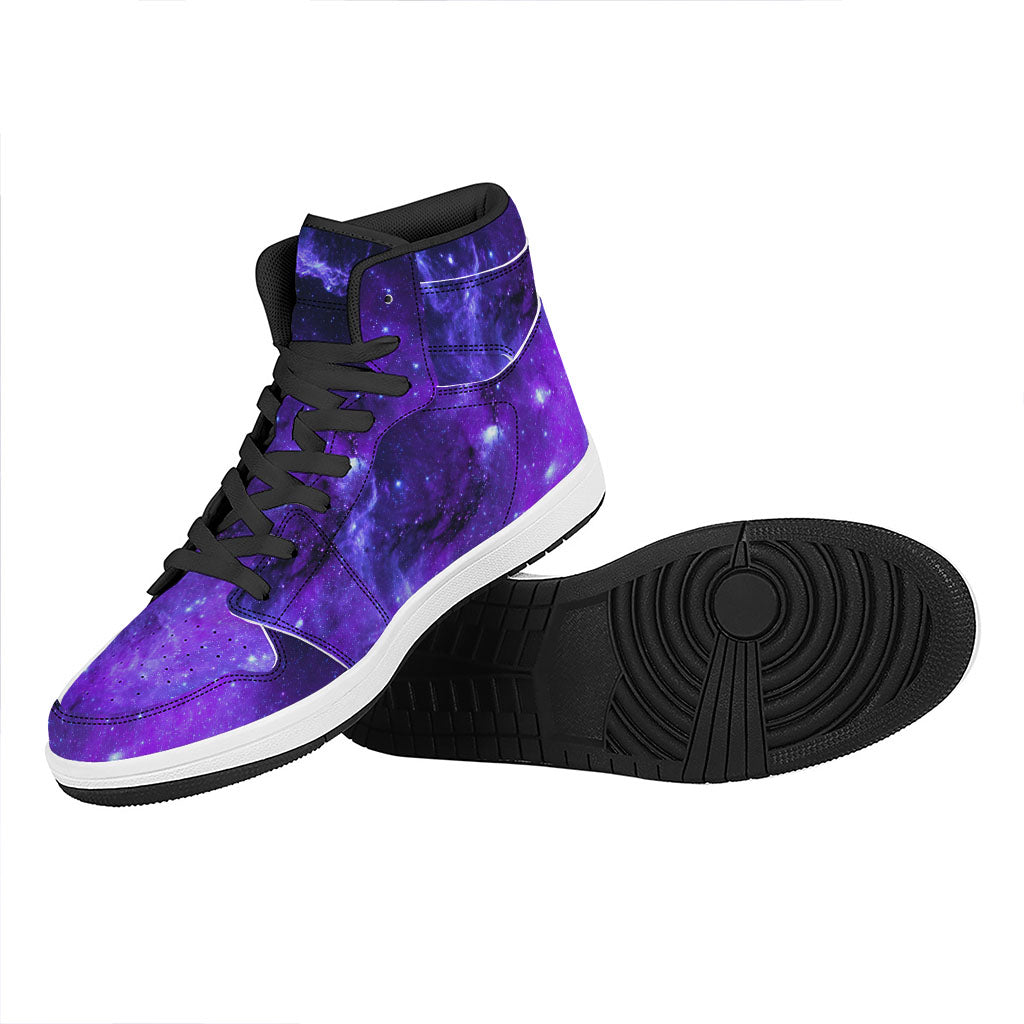 Purple Stars Nebula Galaxy Space Print High Top Leather Sneakers