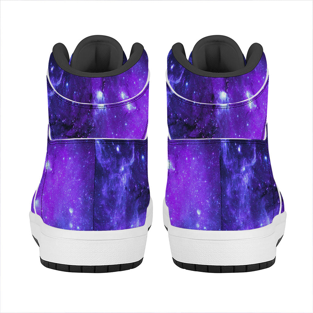 Purple Stars Nebula Galaxy Space Print High Top Leather Sneakers