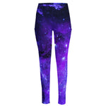Purple Stars Nebula Galaxy Space Print High-Waisted Pocket Leggings