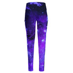 Purple Stars Nebula Galaxy Space Print High-Waisted Pocket Leggings