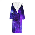 Purple Stars Nebula Galaxy Space Print Hooded Bathrobe