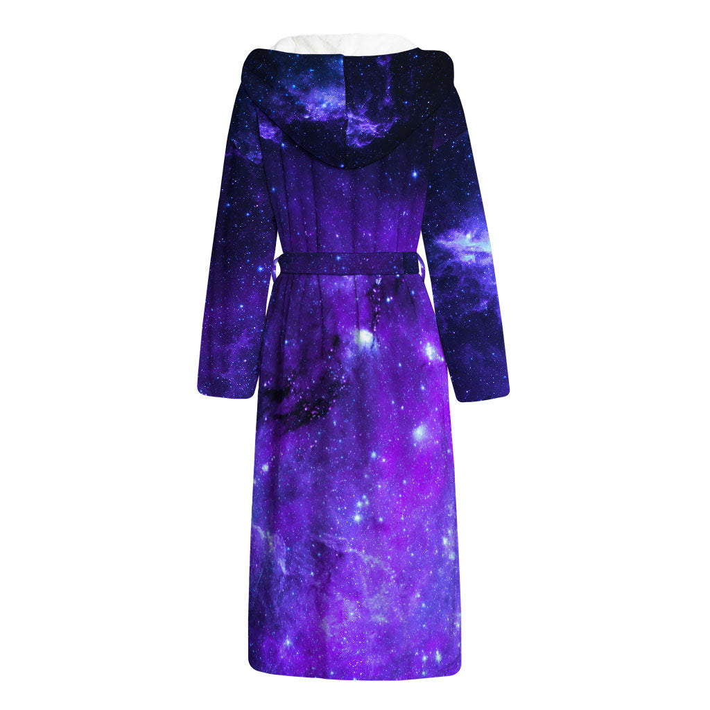 Purple Stars Nebula Galaxy Space Print Hooded Bathrobe