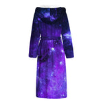 Purple Stars Nebula Galaxy Space Print Hooded Bathrobe