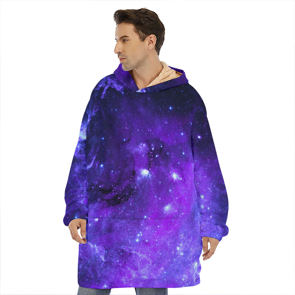 Purple Stars Nebula Galaxy Space Print Hoodie Blanket