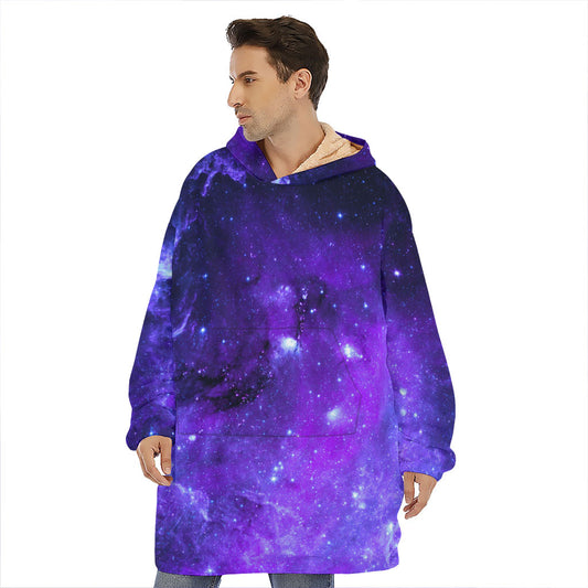 Purple Stars Nebula Galaxy Space Print Hoodie Blanket