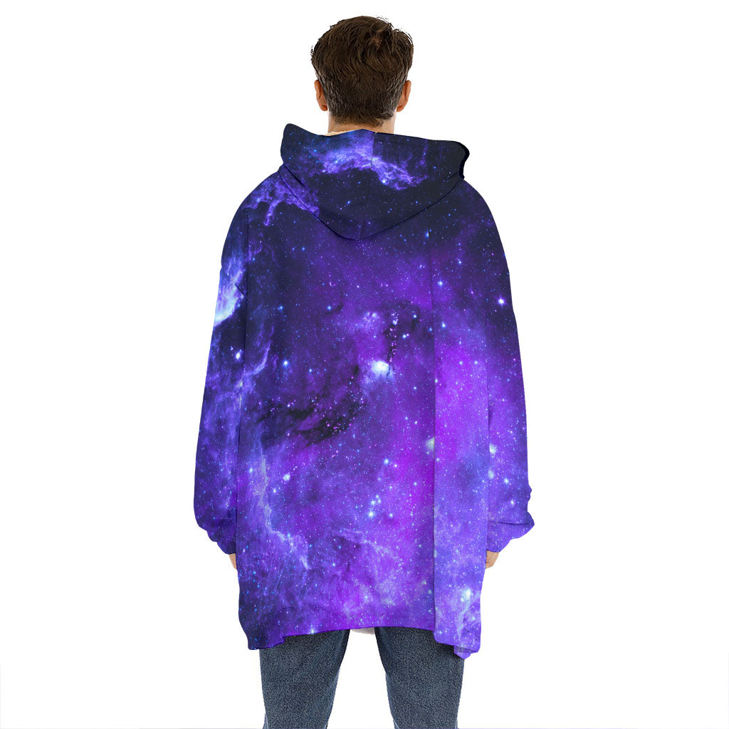 Purple Stars Nebula Galaxy Space Print Hoodie Blanket