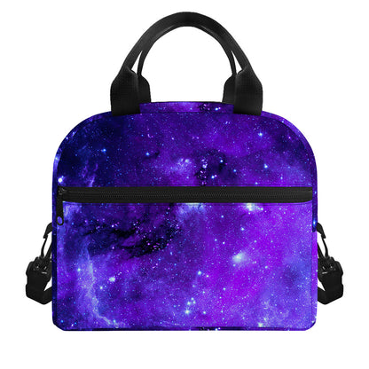 Purple Stars Nebula Galaxy Space Print Insulated Lunch Bag