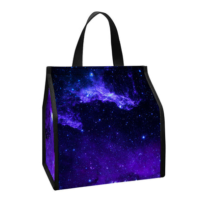 Purple Stars Nebula Galaxy Space Print Insulated Lunch Tote