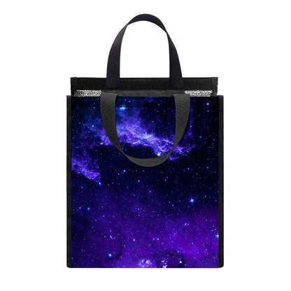 Purple Stars Nebula Galaxy Space Print Insulated Lunch Tote
