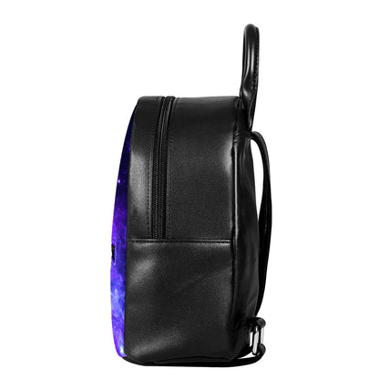 Purple Stars Nebula Galaxy Space Print Leather Backpack
