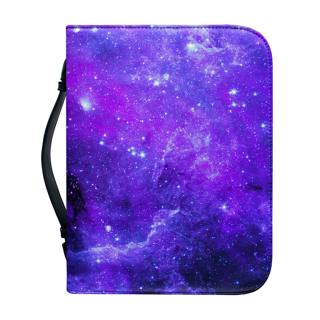 Purple Stars Nebula Galaxy Space Print Leather Bible Cover