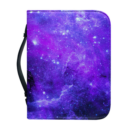 Purple Stars Nebula Galaxy Space Print Leather Bible Cover