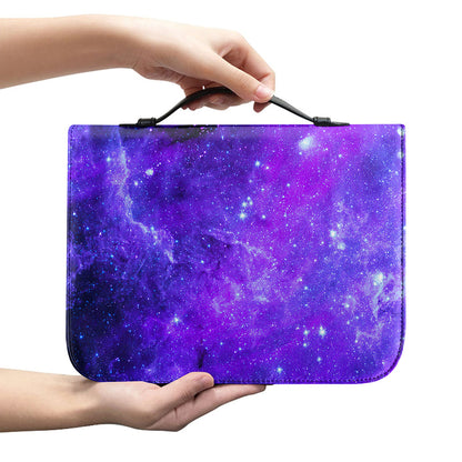 Purple Stars Nebula Galaxy Space Print Leather Bible Cover